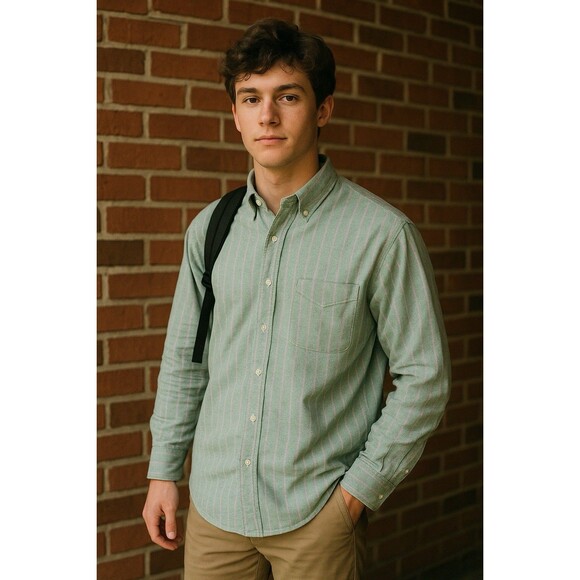 Vintage Abercrombie Fitch Shirt Mens Med Chambray Green The Big Shirt Button‎ - Picture 1 of 11